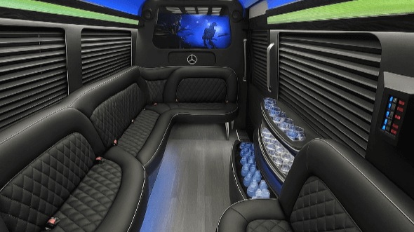 Interior of Ashburn Party Bus Company's 18 Passenger Party Bus in Ashburn