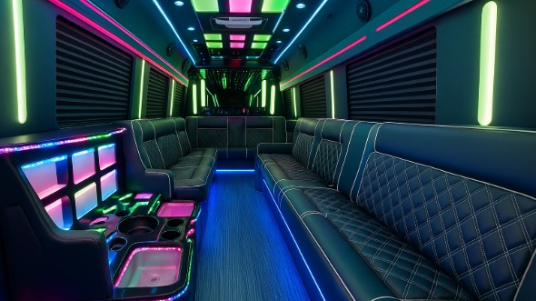 Interior of Linton Hall Party Bus Company's 20 Passenger Party Bus in Linton Hall
