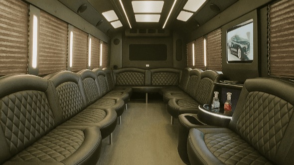 Interior of Ashburn Party Bus Company's 25 Passenger Party Bus in Ashburn