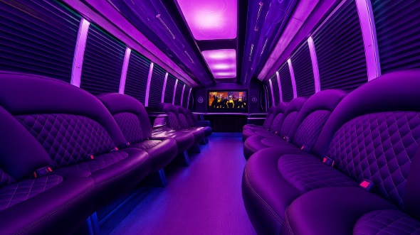 Interior of Lake Ridge Party Bus Company's 25 Passenger Party Bus in Lake Ridge