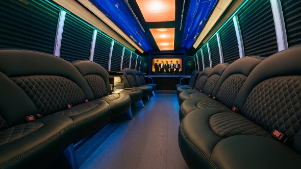 Interior of Fredericksburg Party Bus Company's 28 Passenger Party Bus in Fredericksburg