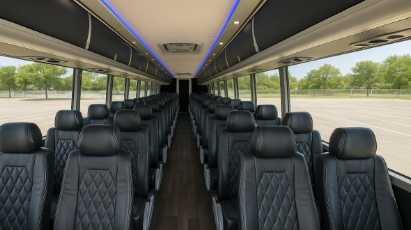 Interior of Virginia Party Bus Company's 40 Passenger Charter Bus in Virginia