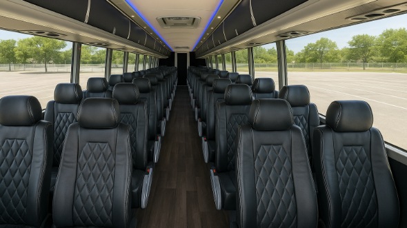 Interior of Virginia Party Bus Company's 45 Passenger Charter Bus in Virginia