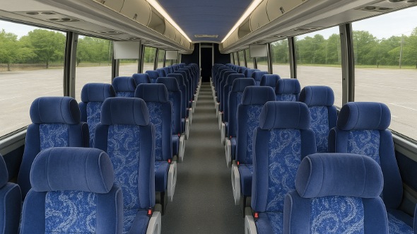 Interior of Virginia Party Bus Company's 46 Passenger Charter Bus in Virginia