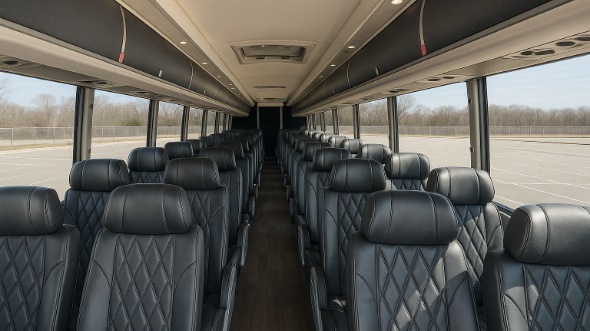 Interior of Virginia Party Bus Company's 51 Passenger Charter Bus in Virginia