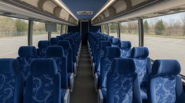 Interior of Virginia Party Bus Company's 54 Passenger Charter Bus in Virginia