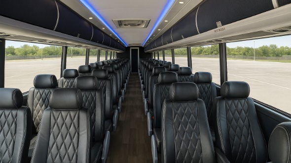 Interior of Virginia Party Bus Company's 55 Passenger Charter Bus in Virginia
