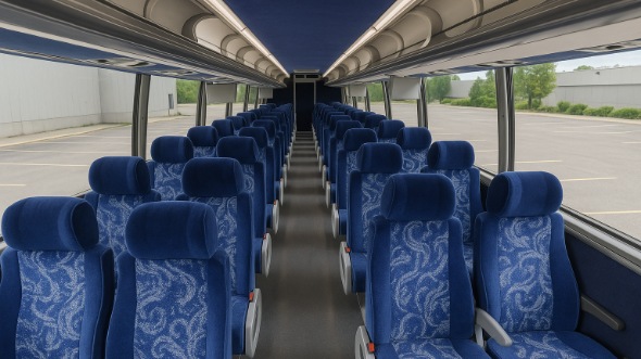 Interior of Virginia Party Bus Company's 56 Passenger Charter Bus in Virginia